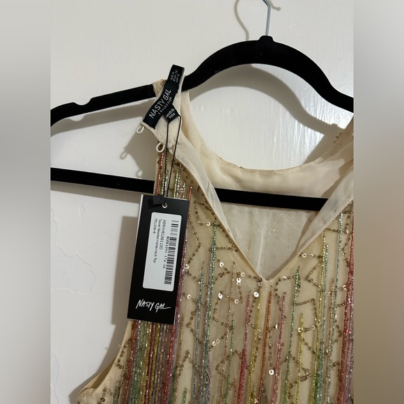 Nasty gal tassel beaded halter top size 4 NYE TOP - Picture 5 of 5